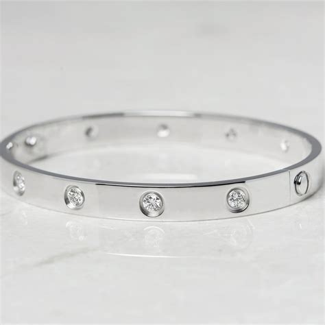 cartier love bracelet diamonds white gold|cartier love bracelet 10 diam.